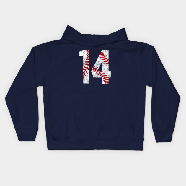 Vintage #14 Baseball Laces Baseball Mom Jersey Love Baseball T-shirt Kids Hoodie by TeeCreations